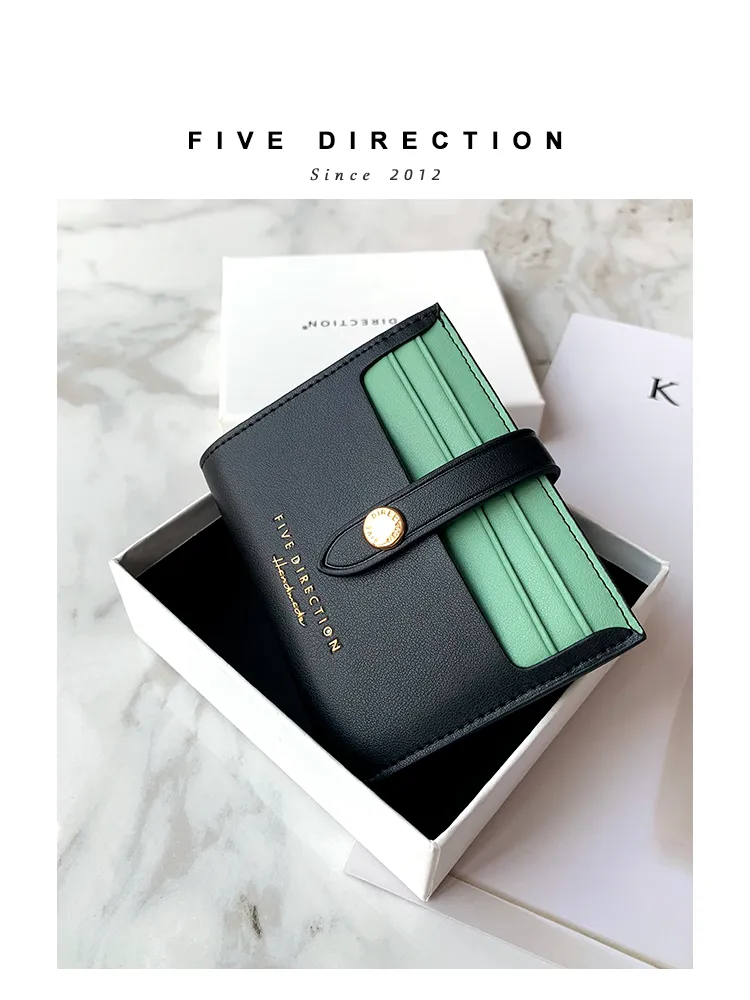 Minimalist Women Black&Gray Vegan Leather Small Wallet BILLFOLD Card Holder Card Wallets Slim Card Holders Credit Card Holder For Women