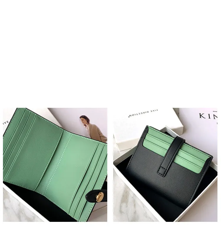 Minimalist Women Black&Gray Vegan Leather Small Wallet BILLFOLD Card Holder Card Wallets Slim Card Holders Credit Card Holder For Women