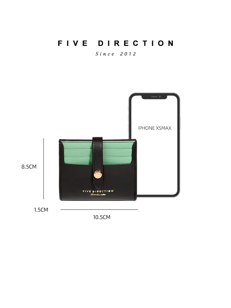 Minimalist Women Black&Gray Vegan Leather Small Wallet BILLFOLD Card Holder Card Wallets Slim Card Holders Credit Card Holder For Women