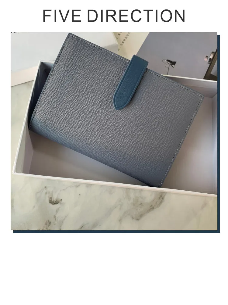 Minimalist Women Orange Vegan Leather Slim Card Wallet Billfold Wallet Slim Passport Wallet Slim Travel Wallet For Women
