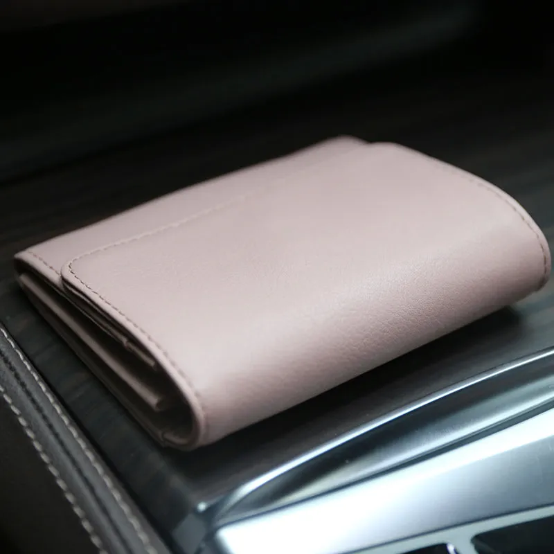 Minimalist Womens Black Leather Billfold Wallet Small Wallet with Coin Pocket Slim Wallet for Ladies