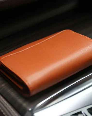 Minimalist Womens Black Leather Billfold Wallet Small Wallet with Coin Pocket Slim Wallet for Ladies