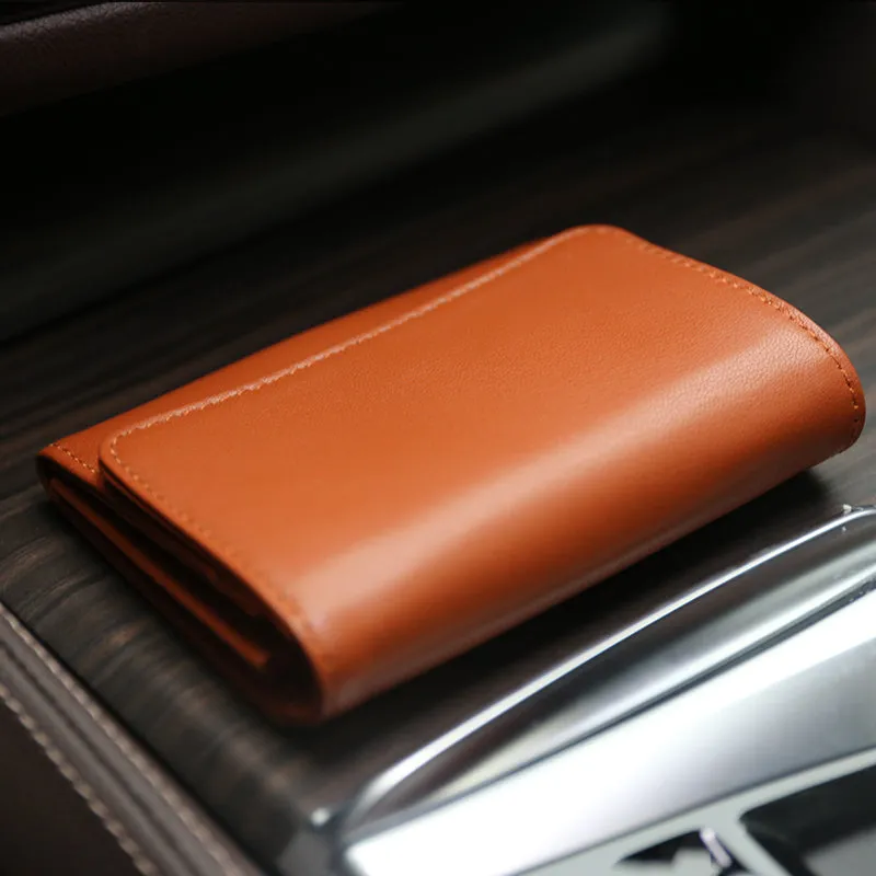 Minimalist Womens Black Leather Billfold Wallet Small Wallet with Coin Pocket Slim Wallet for Ladies