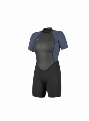 O'Neill Womens Reactor-2 2mm Back Zip Shorty Wetsuit Black Mist