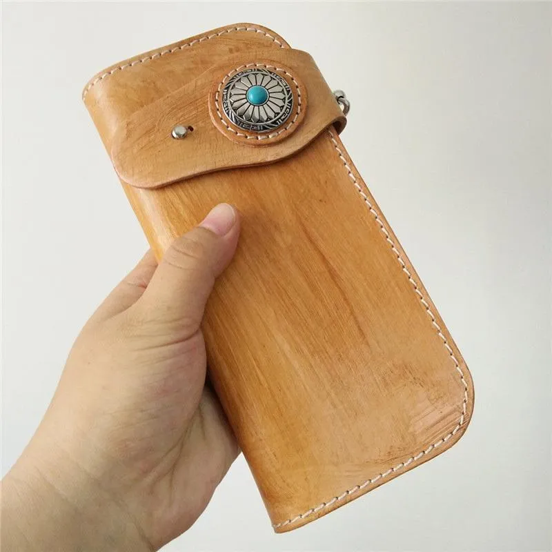 [On Sale] Badass Mens Leather Biker Chain Wallet Cool Long Biker Wallet with Chain