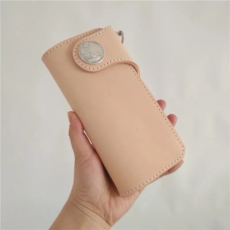 [On Sale] Badass Mens Leather Biker Chain Wallet Cool Long Biker Wallet with Chain