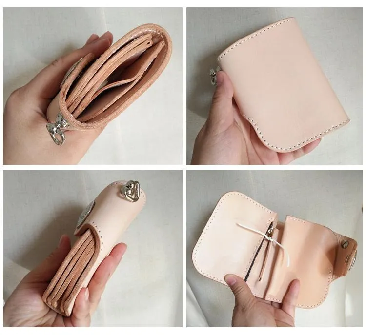 [On Sale] Handmade Mens Leather Biker Chain Wallets Cool Small Biker Wallet with Chains
