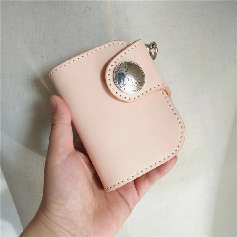 [On Sale] Handmade Mens Leather Biker Chain Wallets Cool Small Biker Wallet with Chains