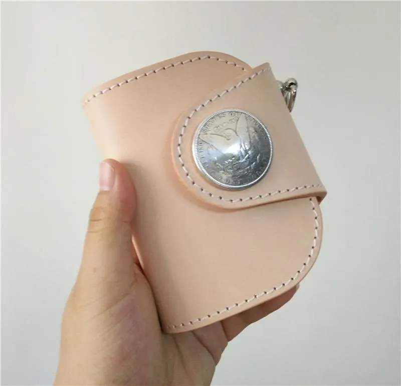 [On Sale] Handmade Mens Leather Biker Chain Wallets Cool Small Biker Wallet with Chains