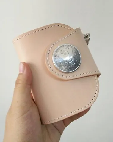 [On Sale] Handmade Mens Leather Biker Chain Wallets Cool Small Biker Wallet with Chains