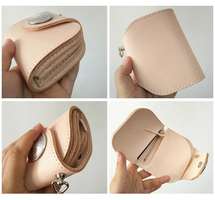 [On Sale] Handmade Mens Leather Biker Chain Wallets Cool Small Biker Wallet with Chains
