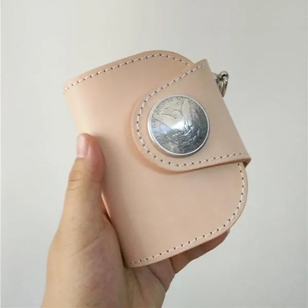 [On Sale] Handmade Mens Leather Biker Chain Wallets Cool Small Biker Wallet with Chains