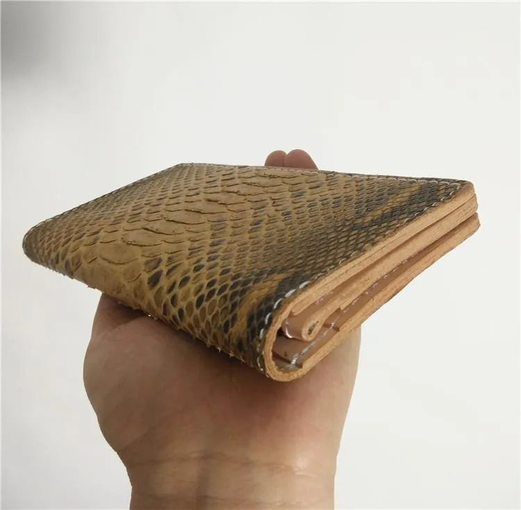 [On Sale] Handmade Vintage Mens Snake Skin Long Wallet Bifold Long Wallet for Men