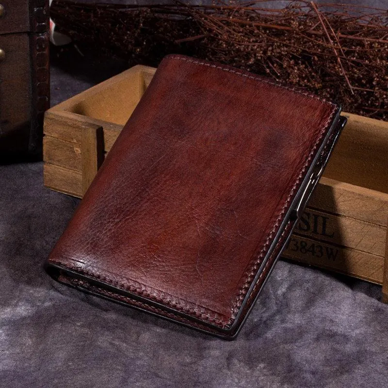 Purple Vintage Womens Leather Bifold Slim Brown Small Wallet BLue billfold Wallet Purse for Ladies