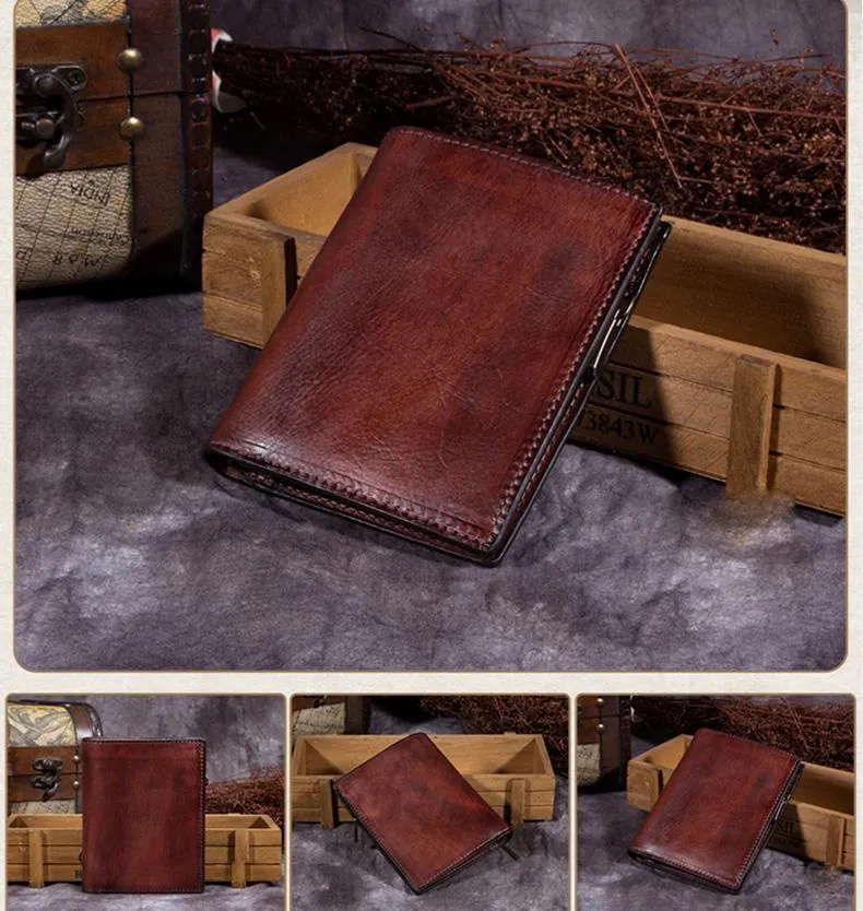 Purple Vintage Womens Leather Bifold Slim Brown Small Wallet BLue billfold Wallet Purse for Ladies
