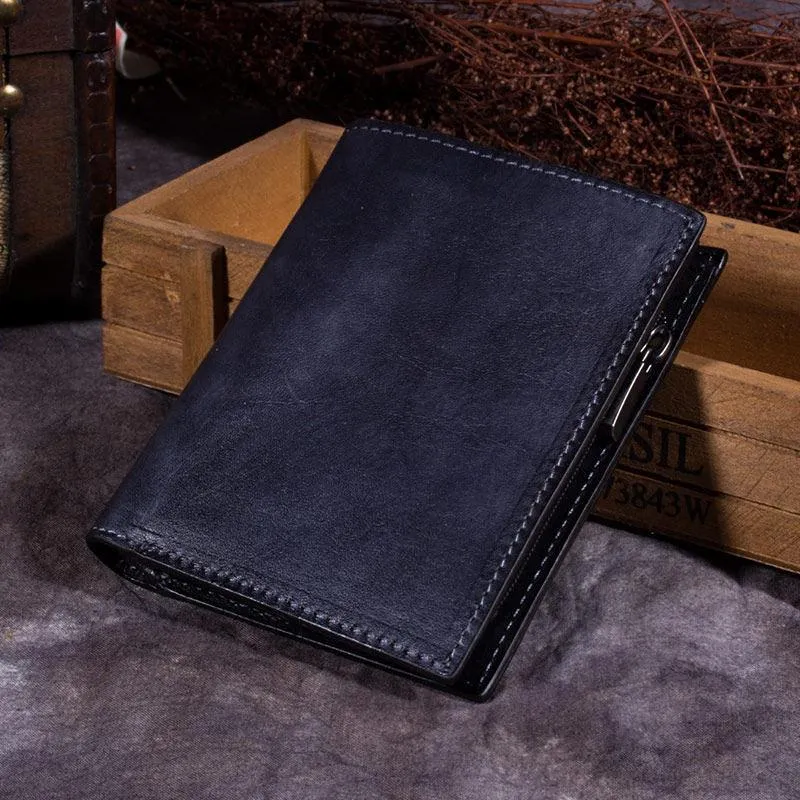 Purple Vintage Womens Leather Bifold Slim Brown Small Wallet BLue billfold Wallet Purse for Ladies
