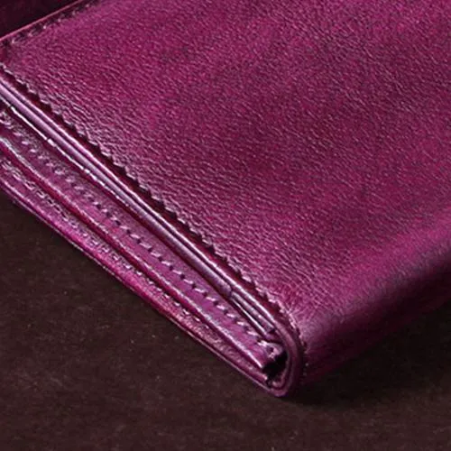 Red Womens Vintage Leather Bifold Wallet Long Wallet Phone Clutch Wallet Purse for Ladies