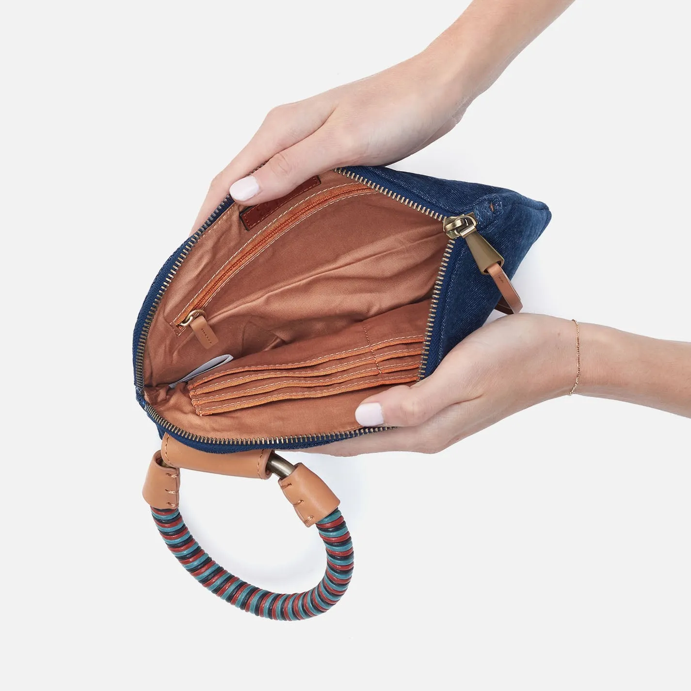Sable Wristlet In Denim Fabric - Dark Denim