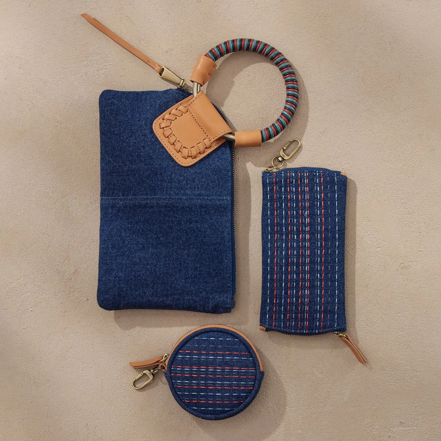 Sable Wristlet In Denim Fabric - Dark Denim