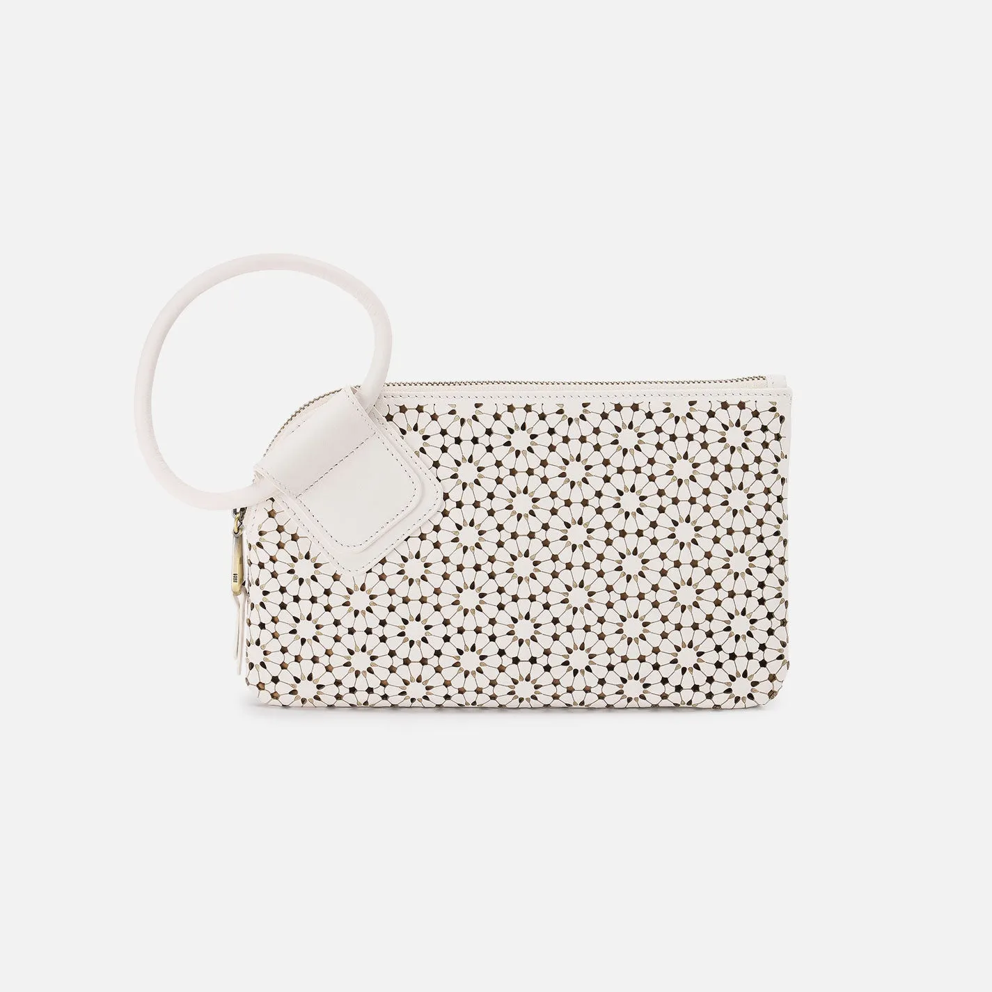 Sable Wristlet In Perforated Leather - Ecru Daisy Perf