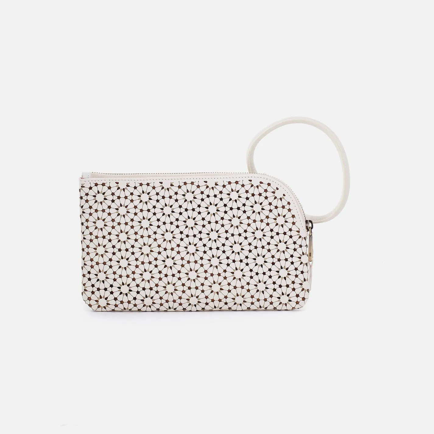 Sable Wristlet In Perforated Leather - Ecru Daisy Perf
