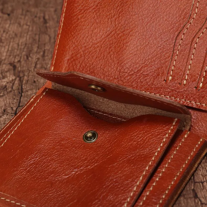 Slim Mens Brown Leather Vertical Small billfold Wallet Bifold Black Small Wallet for Men
