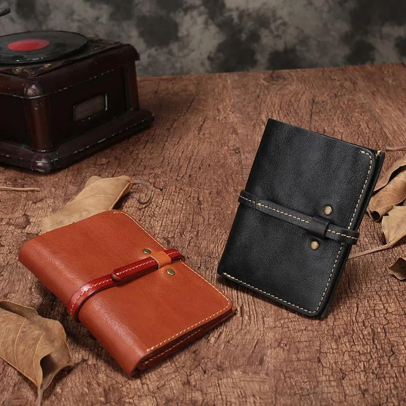 Slim Mens Brown Leather Vertical Small billfold Wallet Bifold Black Small Wallet for Men