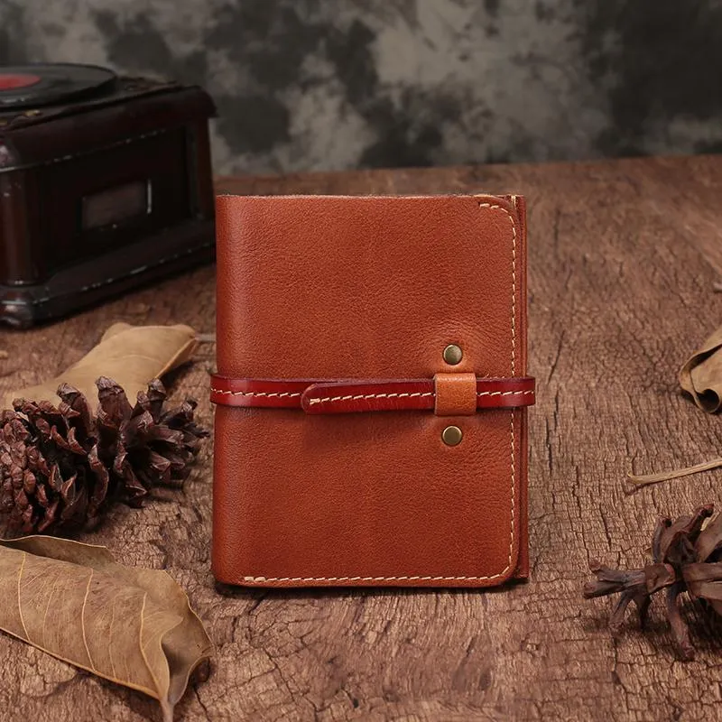 Slim Mens Brown Leather Vertical Small billfold Wallet Bifold Black Small Wallet for Men