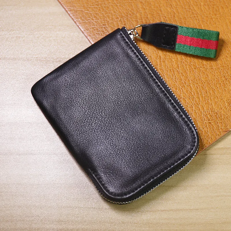 Slim Women Coffee Leather Billfold Wallet Small Zip Coin Wallets Zipper Change Wallets For Women