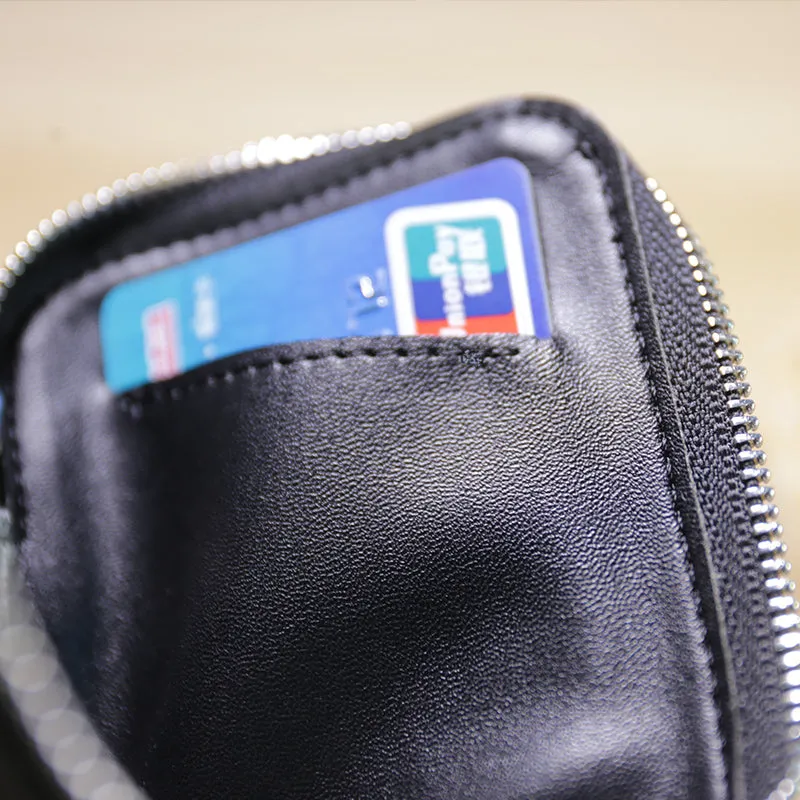 Slim Women Coffee Leather Billfold Wallet Small Zip Coin Wallets Zipper Change Wallets For Women