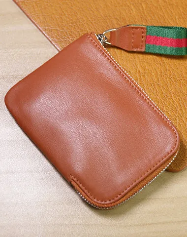 Slim Women Coffee Leather Billfold Wallet Small Zip Coin Wallets Zipper Change Wallets For Women