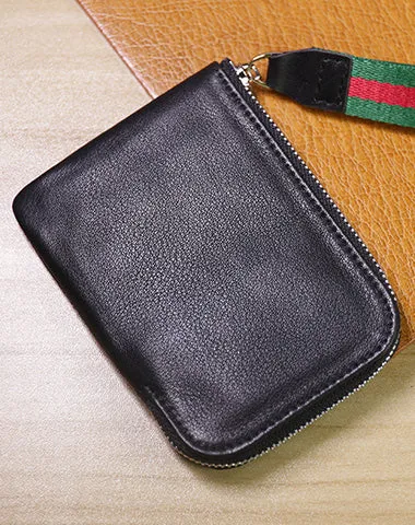 Slim Women Coffee Leather Billfold Wallet Small Zip Coin Wallets Zipper Change Wallets For Women
