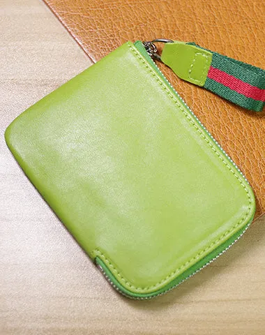 Slim Women Red Leather Billfold Wallet Small Zip Coin Wallets Zipper Change Wallets For Women