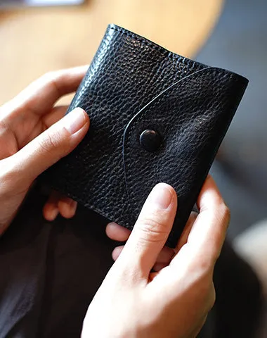 Slim Womens Brown Leather Billfold Wallet Small Wallet with Coin Pocket Envelope Wallet for Ladies