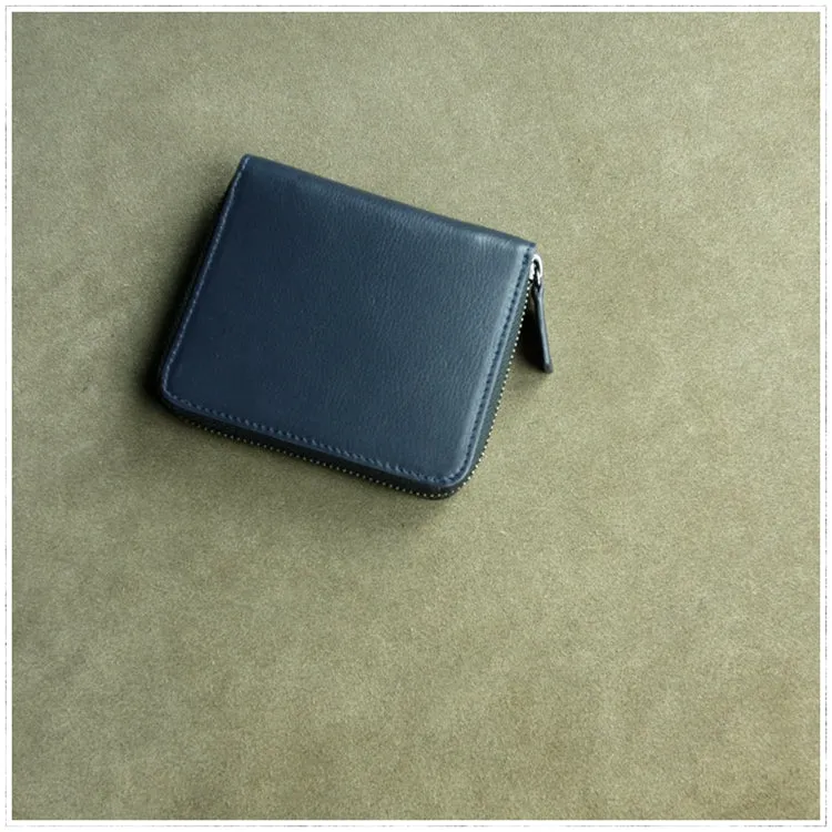 Small Gray Leather Zip Wallet Billfold Womens Zip Around Wallets Zipper Small Wallet for Women