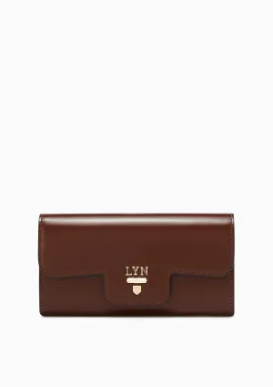 Snappy Front Flap Long Wallet Dark Brown