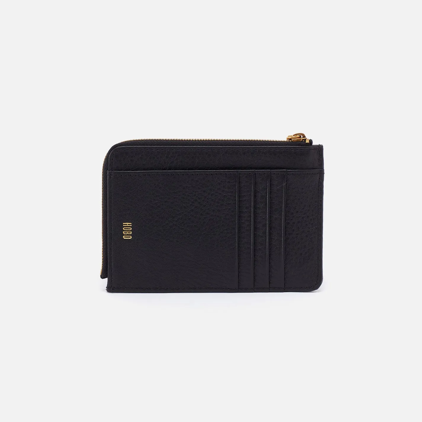 Tabby Zip Medium Wallet In Pebbled Leather - Black