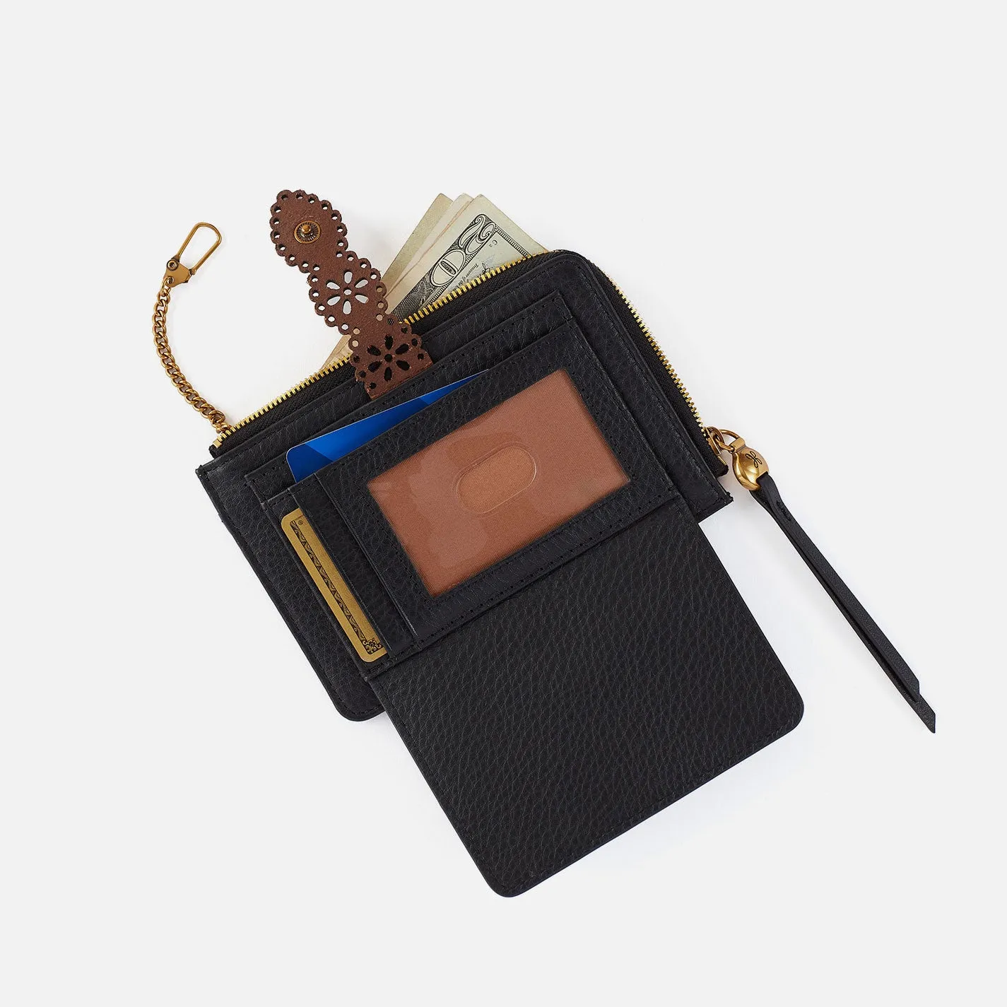 Tabby Zip Medium Wallet In Pebbled Leather - Black