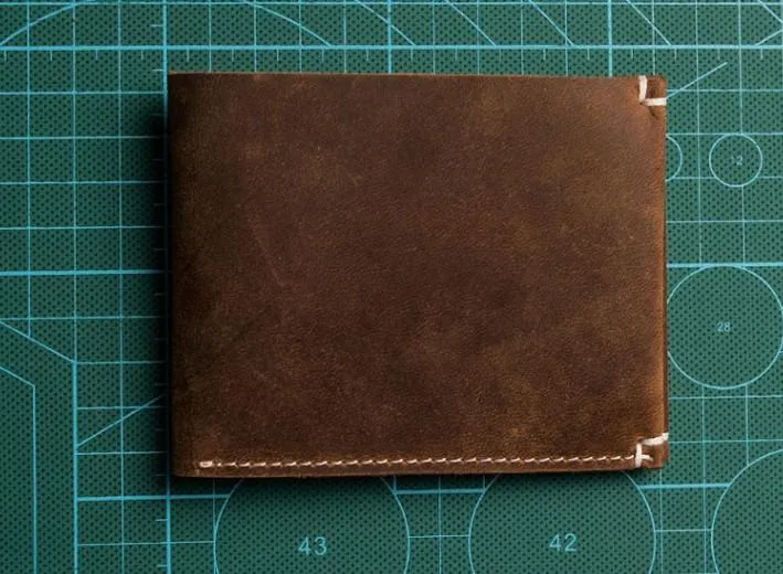 Unique Leather Men Slim Small Wallet Bifold billfold Vintage Wallet for Men