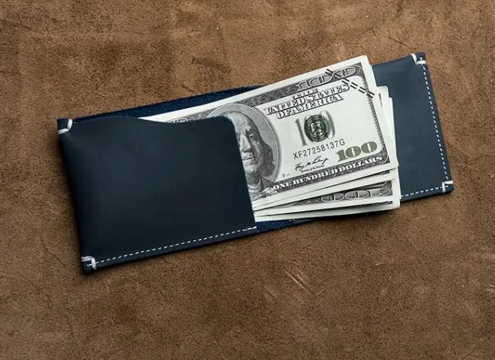 Unique Leather Men Slim Small Wallet Bifold billfold Vintage Wallet for Men