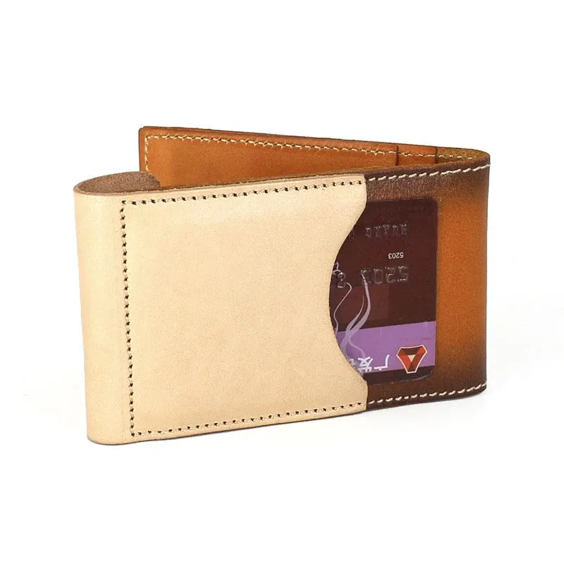 Unique Leather Mens Card Wallet Front Pocket Wallets Small Change Wallet for Men