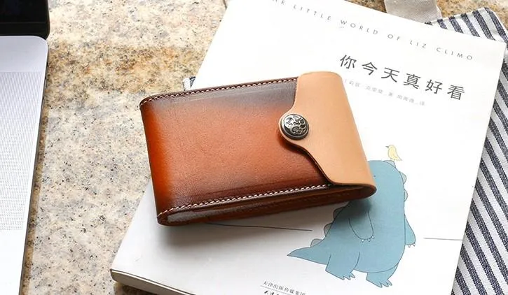 Unique Leather Mens Card Wallet Front Pocket Wallets Small Change Wallet for Men