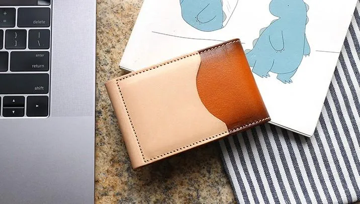 Unique Leather Mens Card Wallet Front Pocket Wallets Small Change Wallet for Men