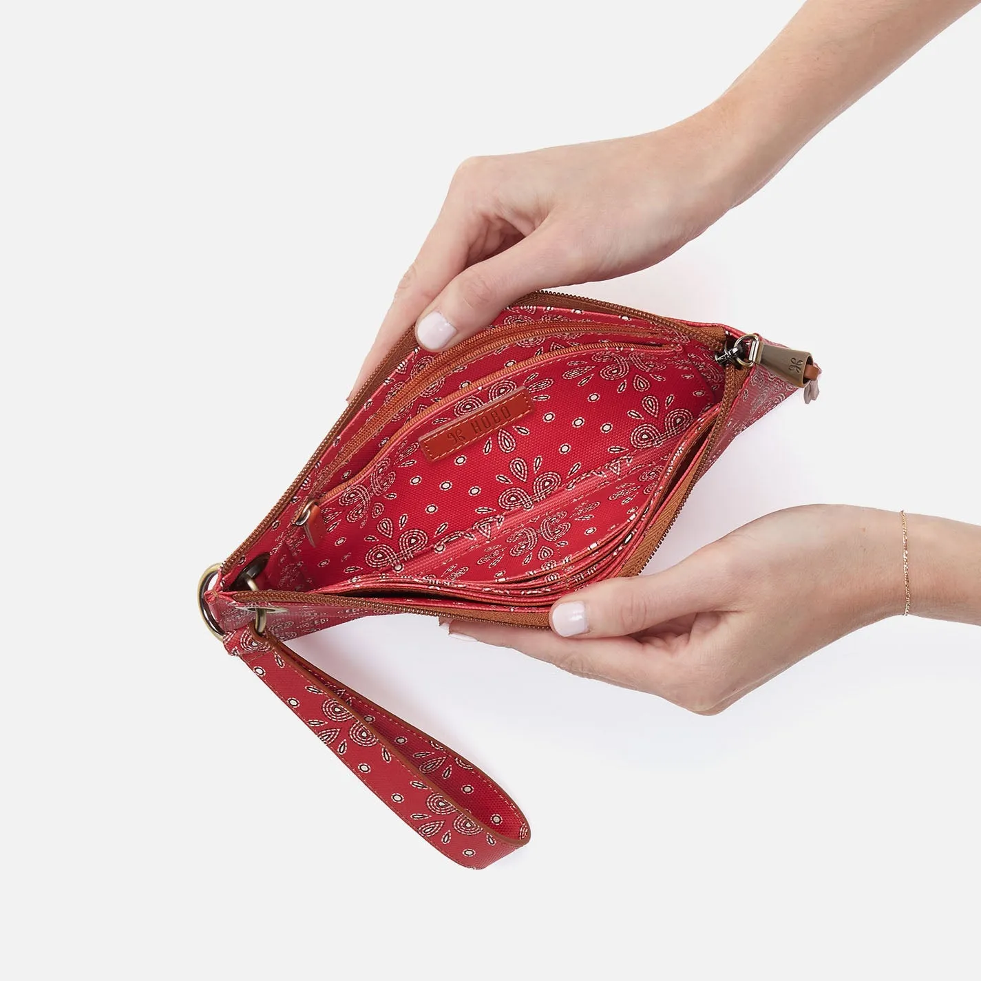 Vida Wristlet In Coated Canvas - Red Journey Bandana