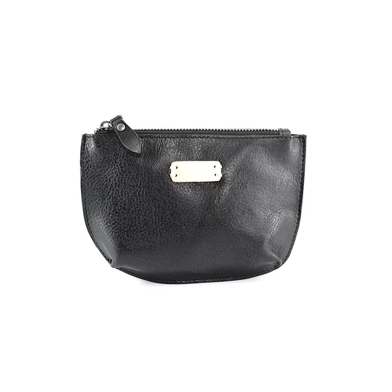 Vintage Black Leather Zipper Wallet Womens Zip Around Wallets Black Ladies Zipper Clutch Wallet for Women