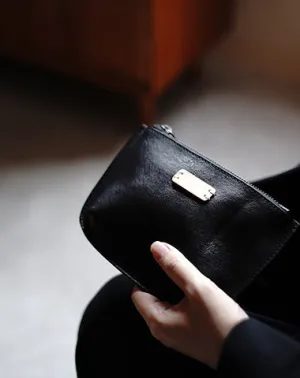 Vintage Black Leather Zipper Wallet Womens Zip Around Wallets Black Ladies Zipper Clutch Wallet for Women