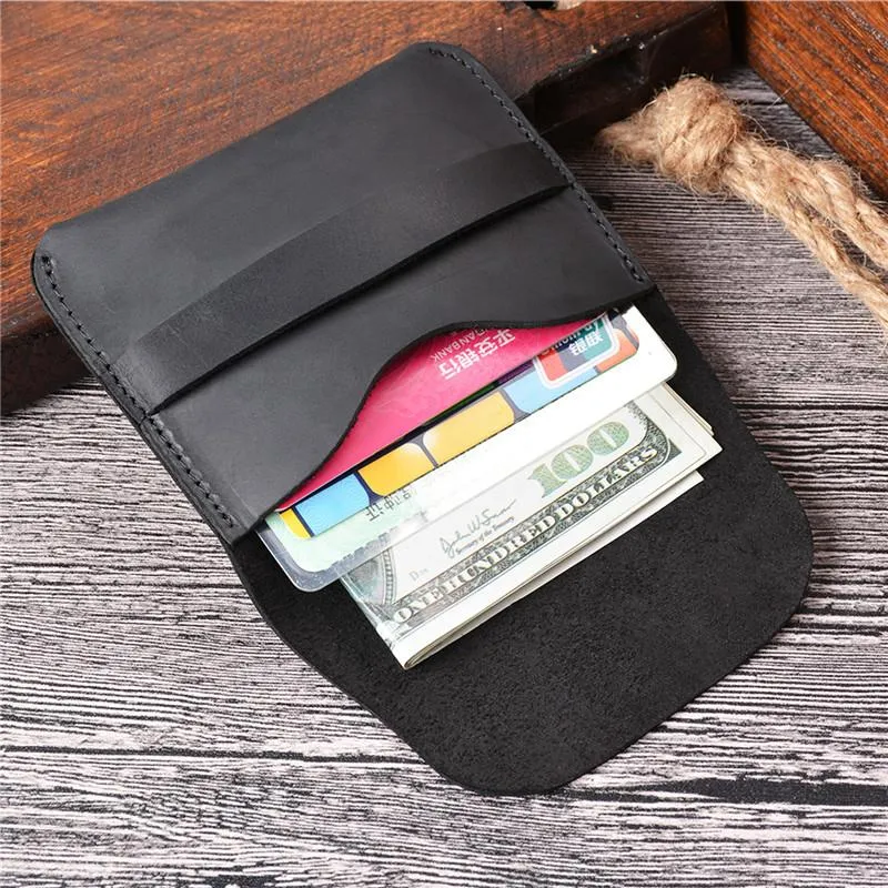 Vintage Brown Leather Men's Coin Holder Black Card Wallet Slim billfold Wallet For Men