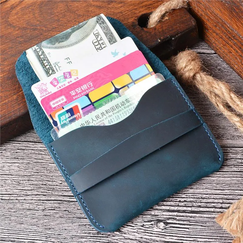 Vintage Brown Leather Men's Coin Holder Black Card Wallet Slim billfold Wallet For Men