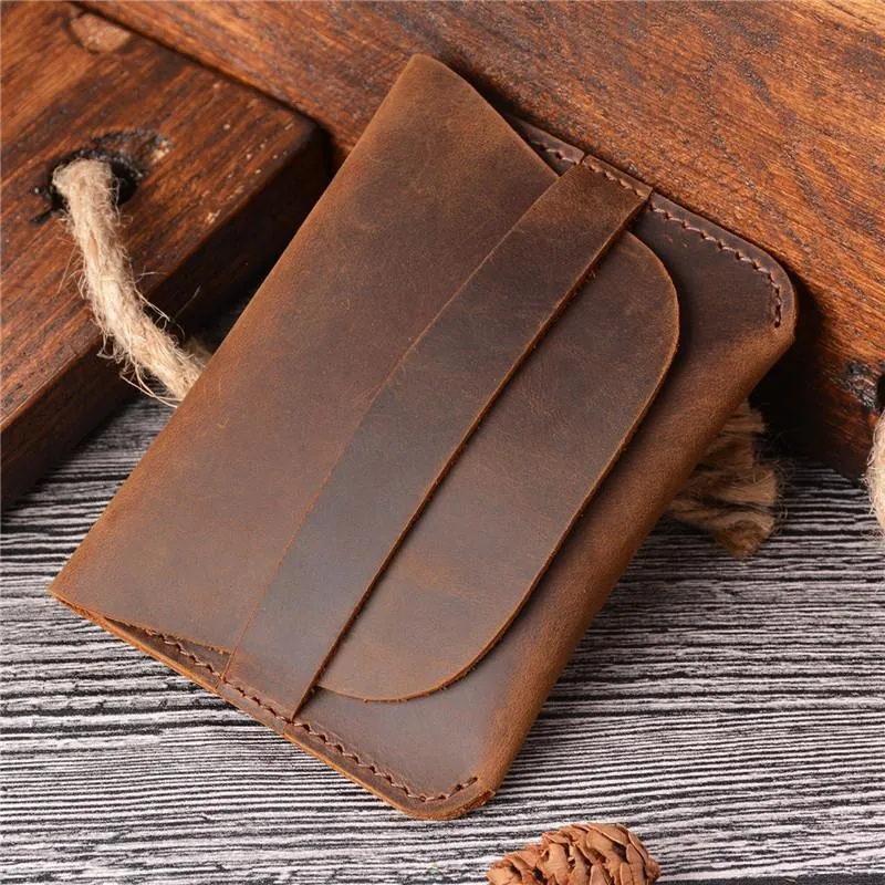 Vintage Brown Leather Men's Coin Holder Black Card Wallet Slim billfold Wallet For Men