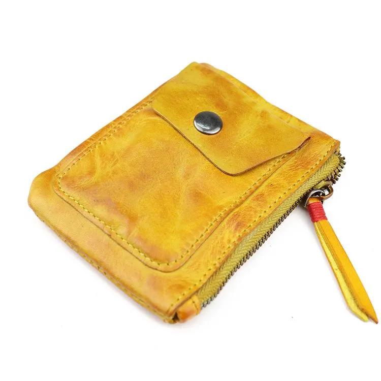 Vintage Brown Leather Men's Coin Wallet Black Small billfold Wallet For Men
